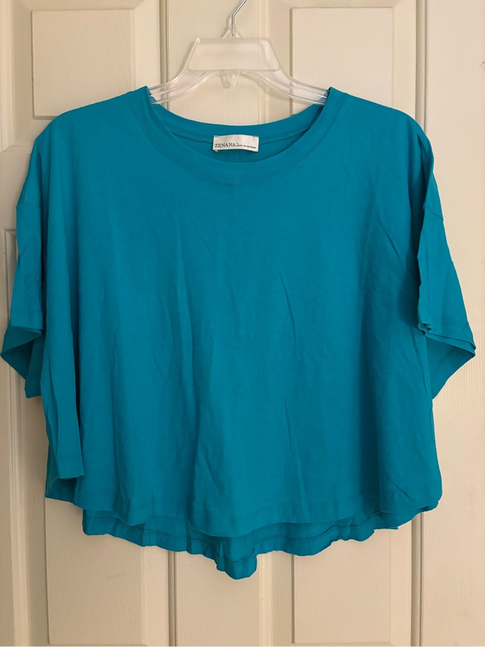 NWOT Zenana Size Large Teal Cropped Short Sleeve Tee